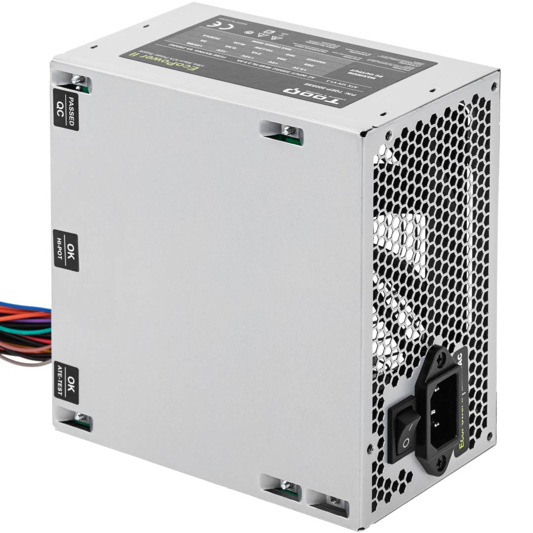Power supply TooQ Ecopower II 500 W with silent fan 120 mm and power cord