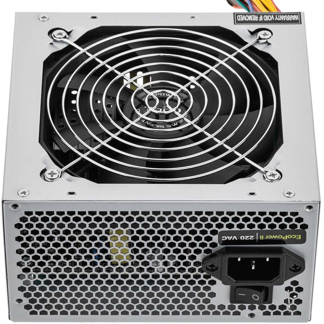 Power supply TooQ Ecopower II 500 W with silent fan 120 mm and power cord