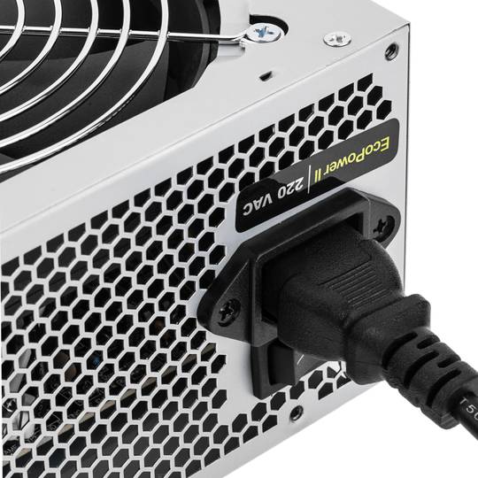 Power supply TooQ Ecopower II 500 W with silent fan 120 mm and power cord