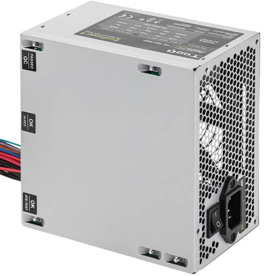 Zasilacz TooQ Ecopower II 500 W pasywne PFC z cichym wentylatorem 120 mm i przewodem zasilającym