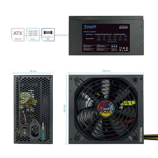Alimentation TooQ TQAPOLO-650SP Active PFC 650W ATX