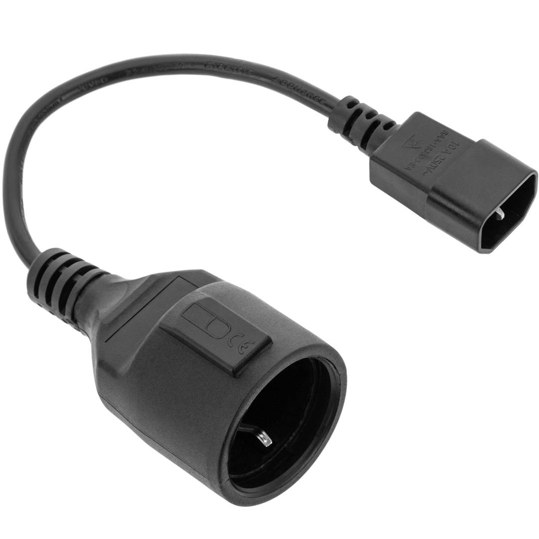 Câble d'alimentation adaptateur convertisseur Schuko femelle vers C14 30 cm