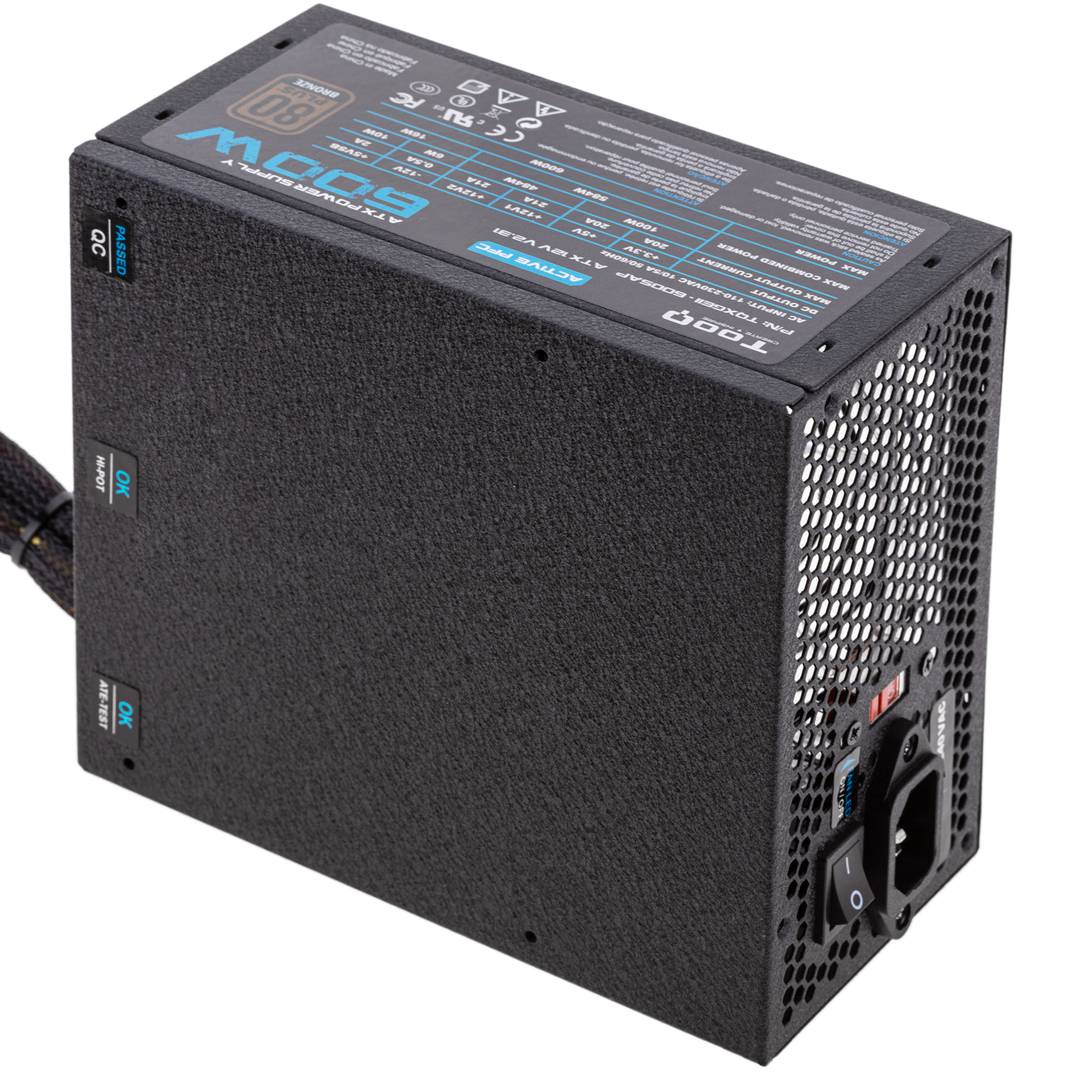 Font d'alimentació TooQ Gaming XGE II amb ventilador amb LED 140 mm PFC actiu 600 W