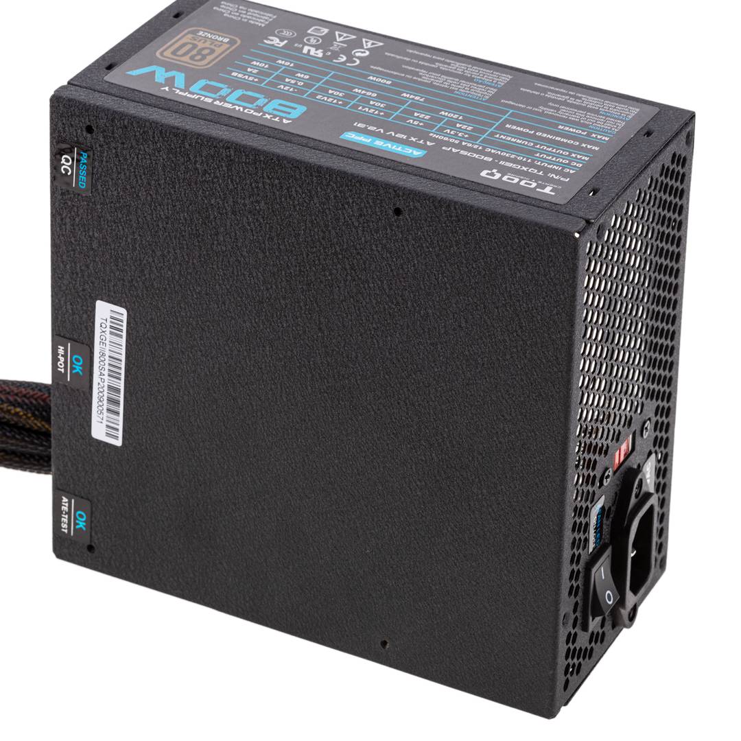 Alimentation TooQ Gaming XGE II avec ventilateur avec LED de 140 mm PFC actif 800 W