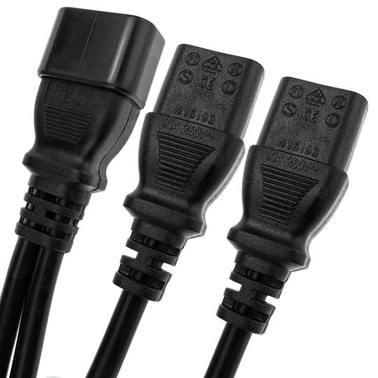 IEC-60320 0.2m voedingskabel (2xC13 / 1xC14)