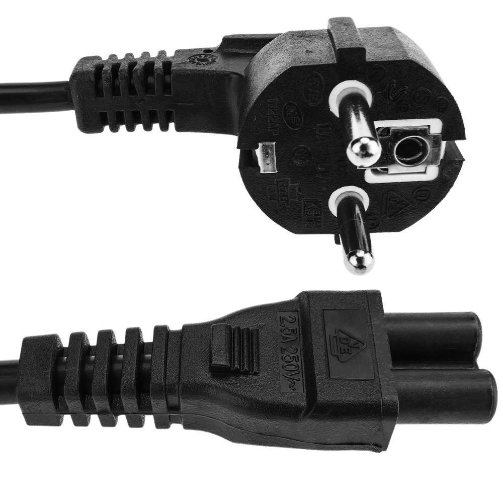 Cable de alimentación IEC-60320 20cm C5 a schuko macho