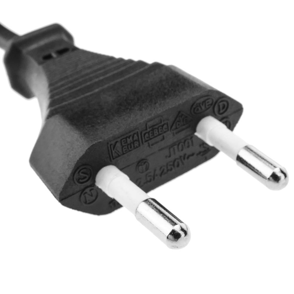 Adaptateur de prise électrique C7 femelle / C14 mâle schuko coudé