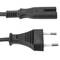 Kabel zasilający IEC-60320 3 metry. Wtyk żeński C7 na bipolarny męski