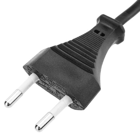Cable de limentación eléctrico IEC-60320 C7 Hembra a Enchufe Bipolar Macho de 1,8m Blanco BeMatik