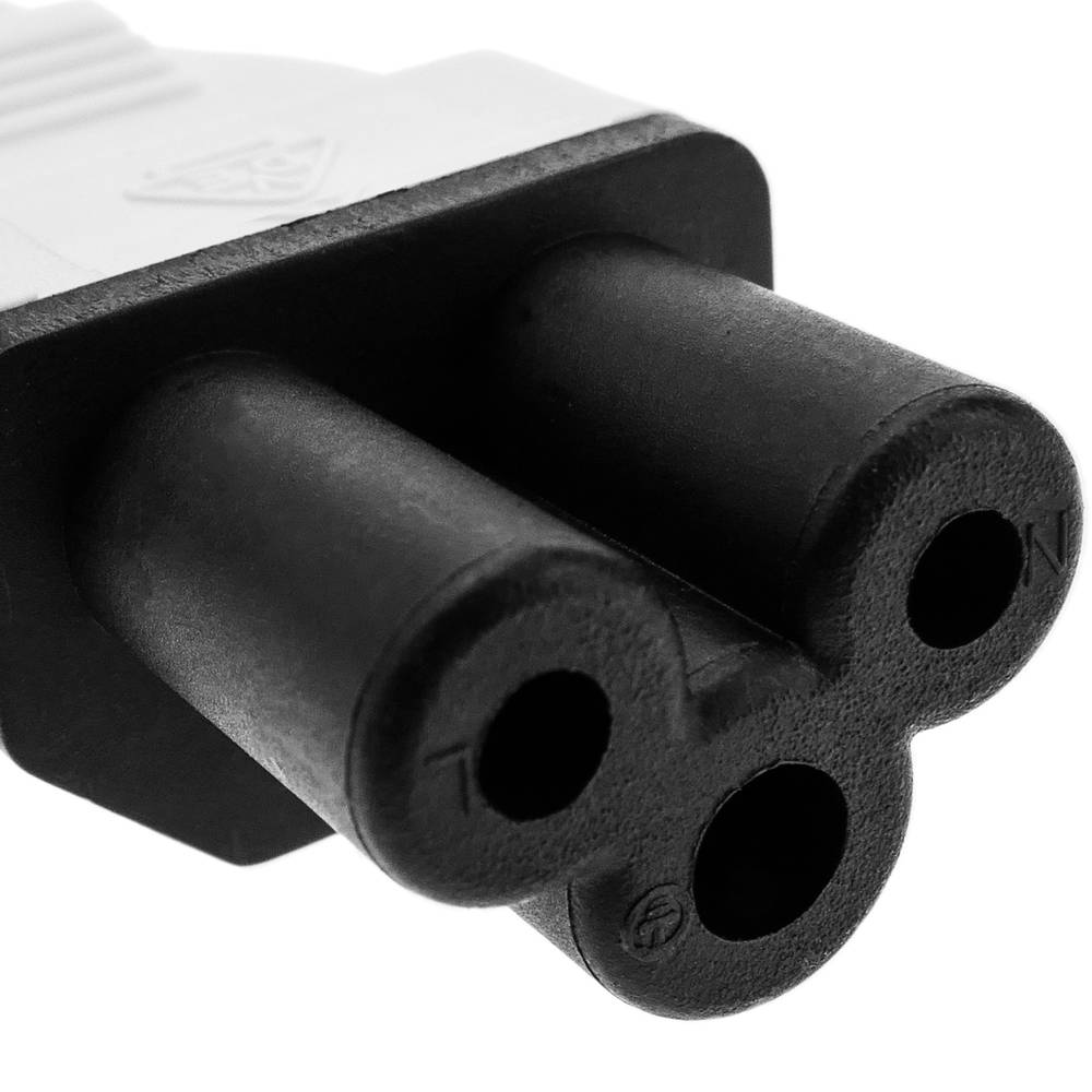 Câble électrique IEC-60320. Cordon alimentation C5 à schuko mâle 1.5 m noir