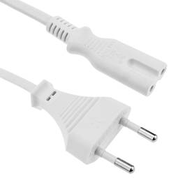 Cavo elettrico di alimentazione IEC-60320 C7 femmina a spina bipolare maschio 1,8m bianco