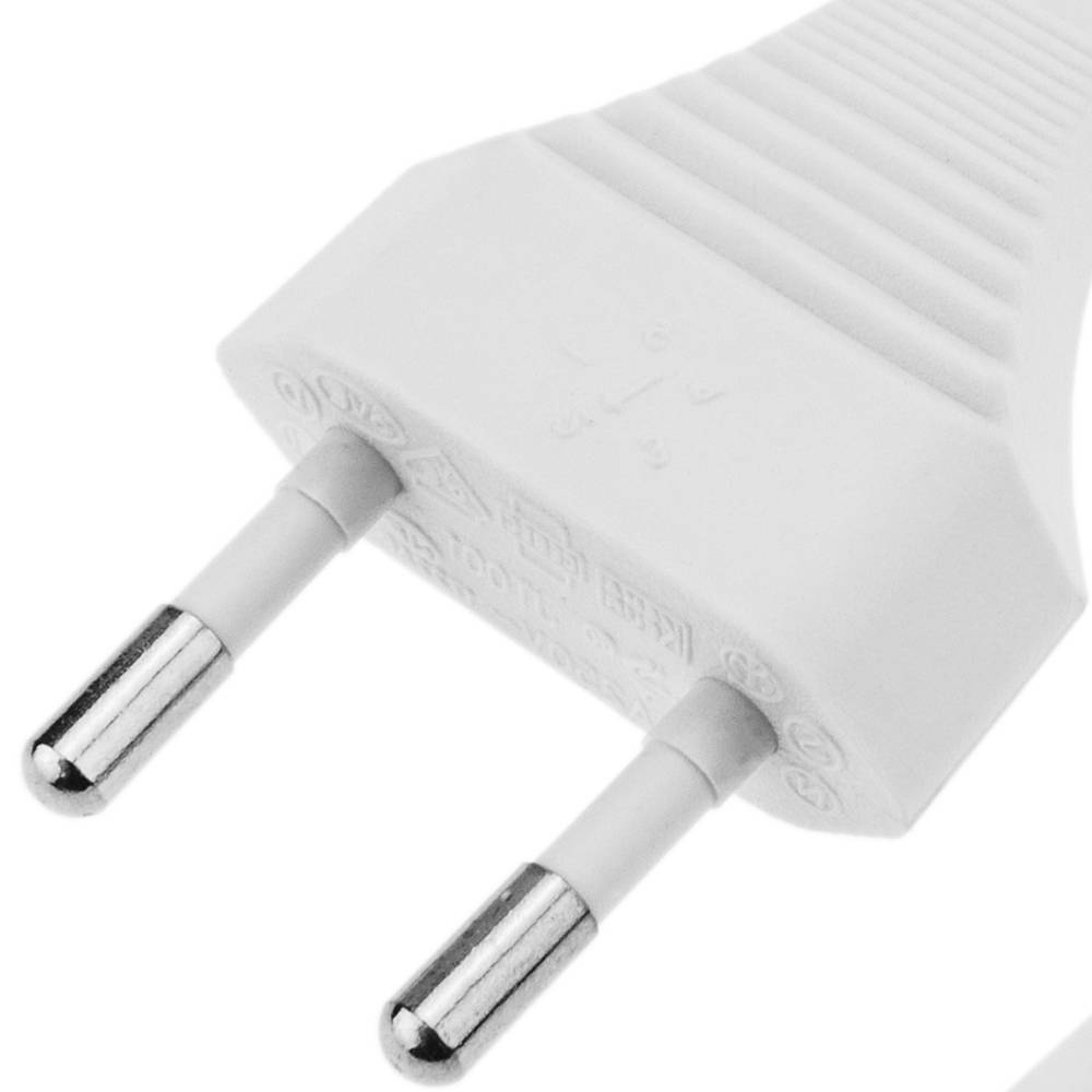 Cable de Alimentación eléctrico IEC-60320 C7 hembra a enchufe bipolar macho de 1,8m blanco