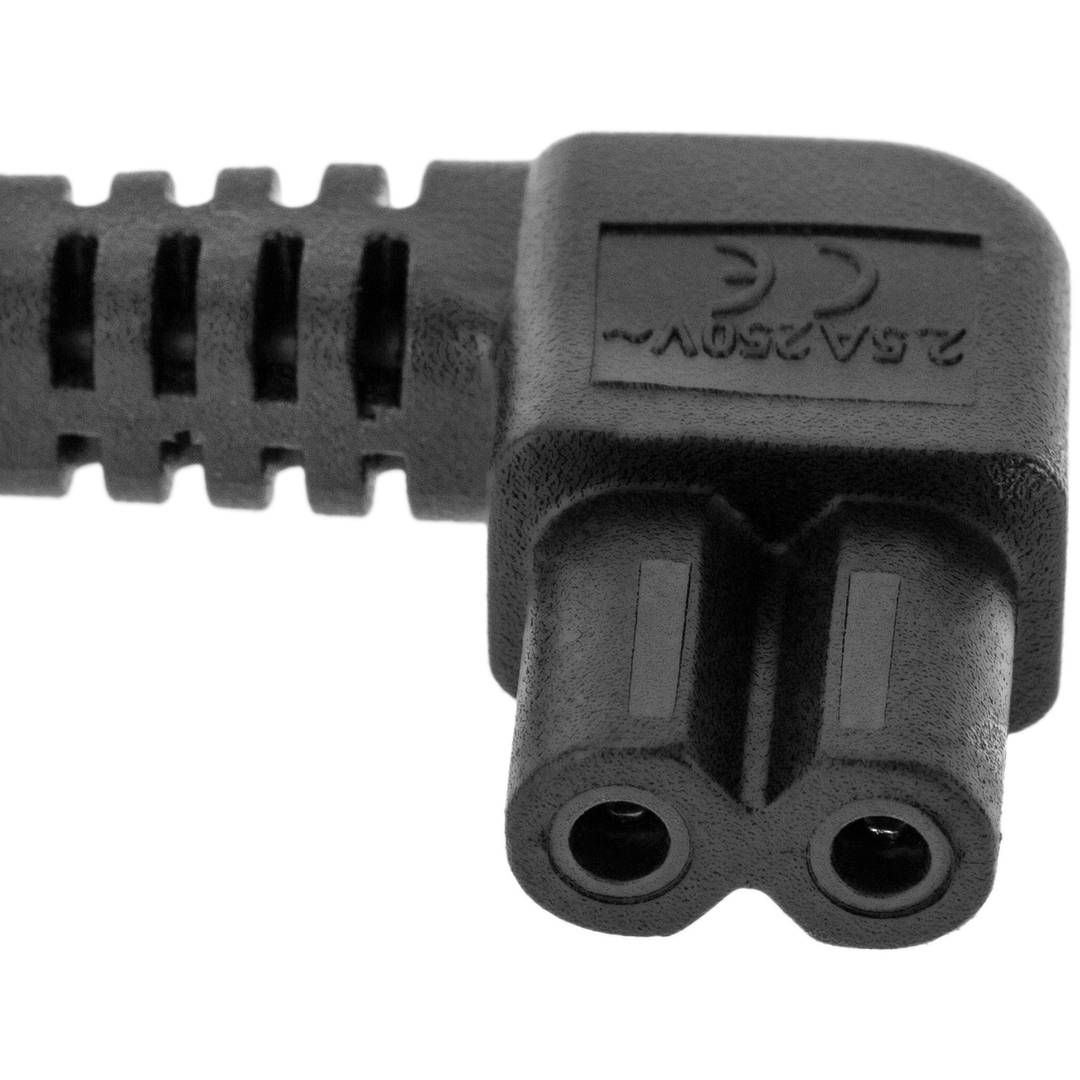 Cable de alimentación eléctrico IEC-60320 de 3 m. Enchufe C7 hembra a bipolar macho acodado