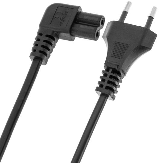 Cable de alimentación eléctrico IEC-60320 de 3 m. Enchufe C7 hembra a bipolar macho acodado