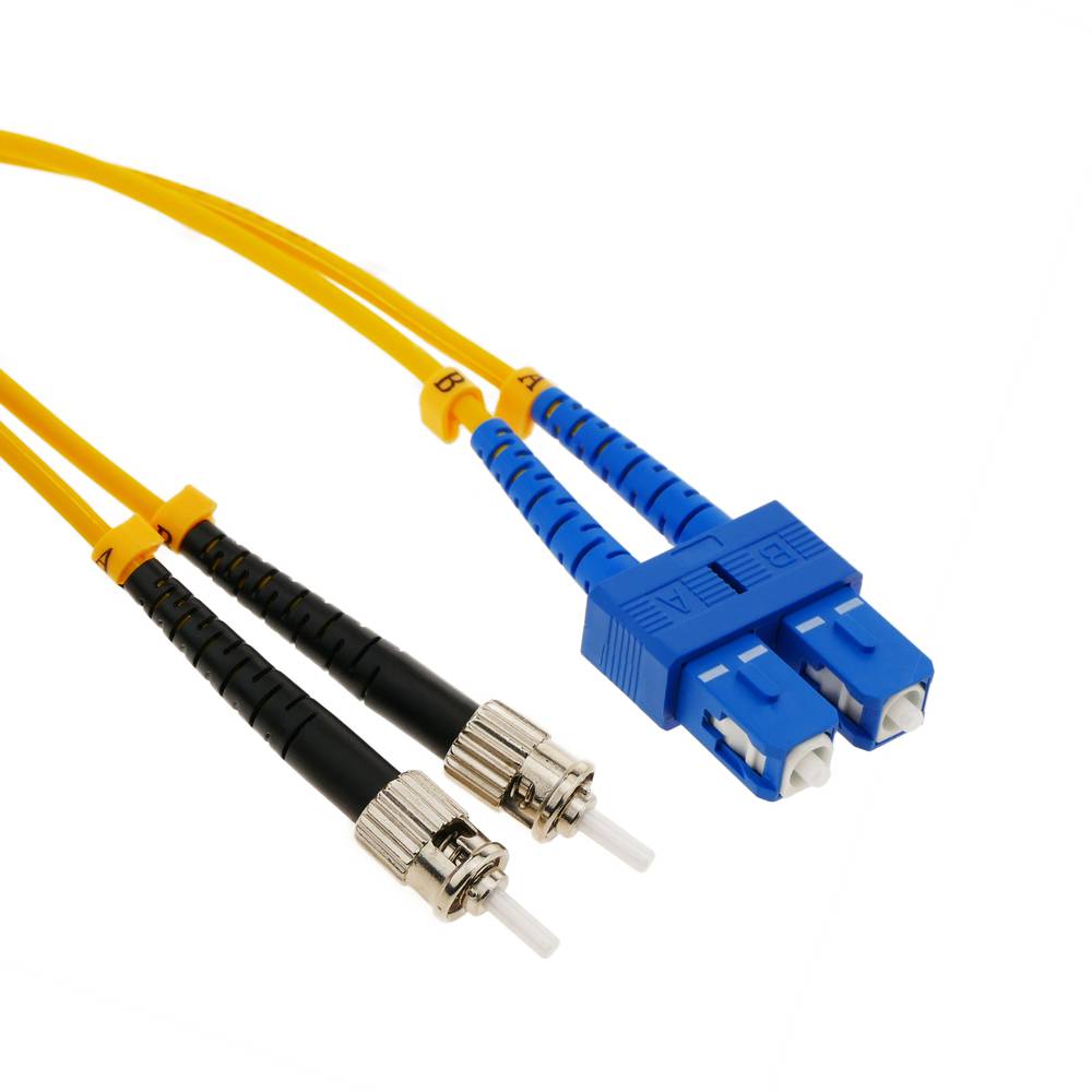 Cable de fibra óptica ST a SC monomodo duplex 9/125 de 50 cm OS2