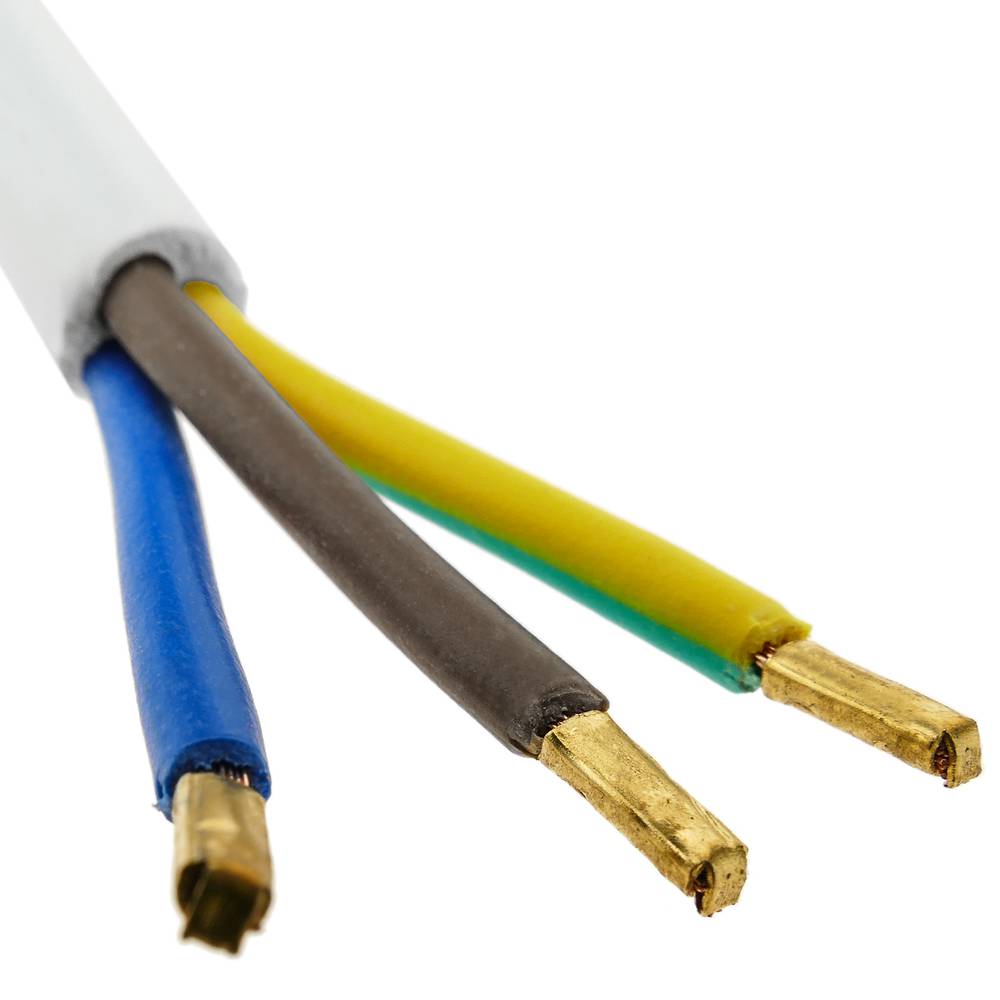 Kabel zasilający H05VV-F 3 metry od wtyczki Schuko do zacisków 3x1,50 mm² biały