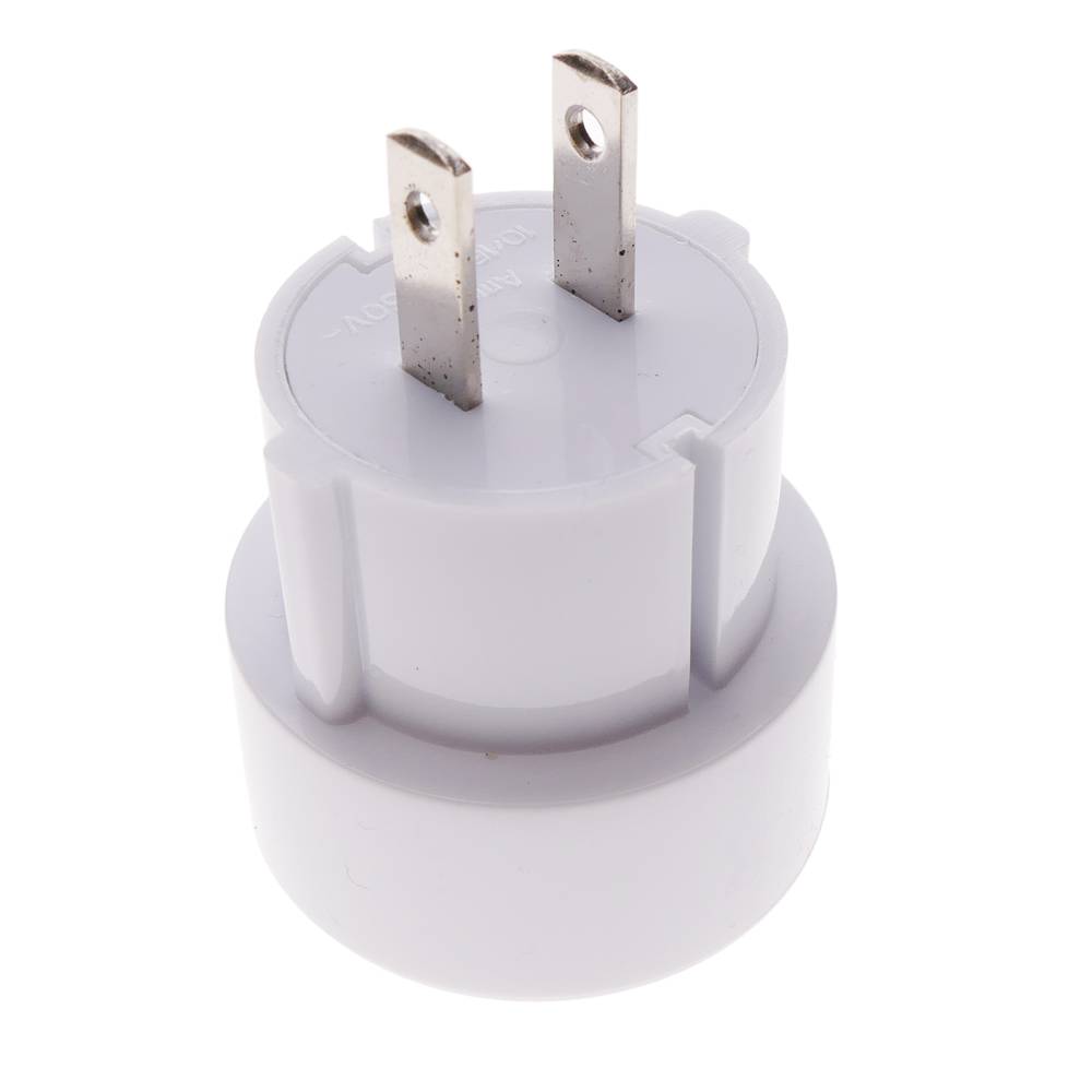 Plug adapter Europe bipolar female to USA plug bipolar flat male White color