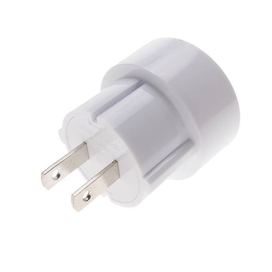 Plug adapter Europe bipolar female to USA plug bipolar flat male White color