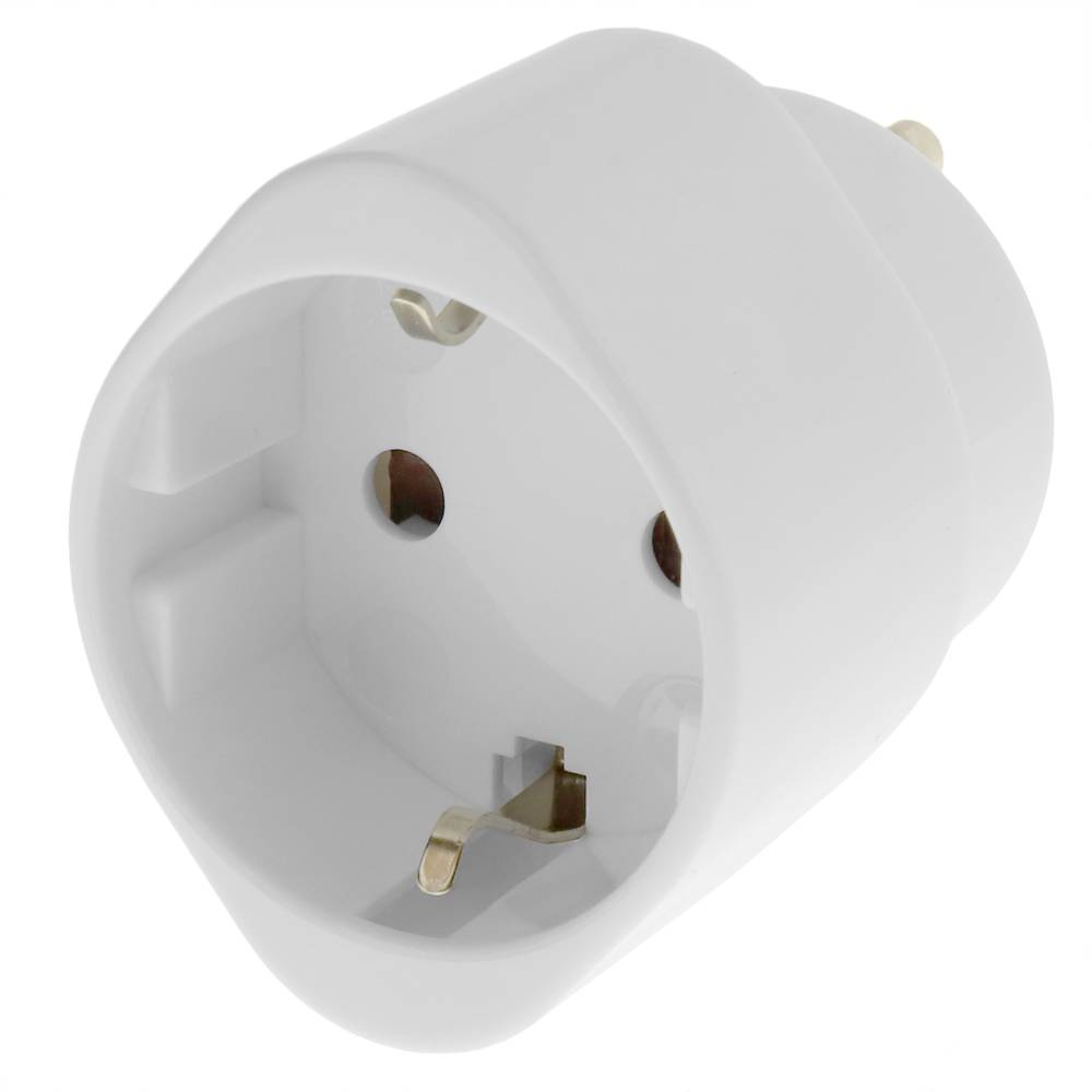 Adaptador Schuko para plugue plano dos EUA branco com terra