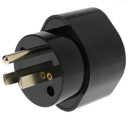 Adaptador Schuko para plugue plano preto com terra