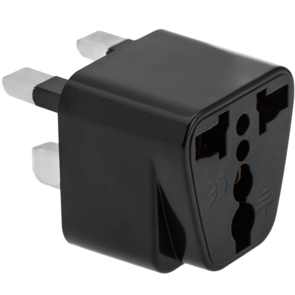 Adaptador enchufe universal a enchufe Reino Unido tipo clavija multienchufe hembra a clavija BS1363 macho negro