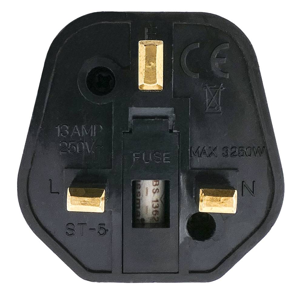 EU auf UK Adapter stecker mit 2 pin rundstecker um BS1363 stecker schwarz
