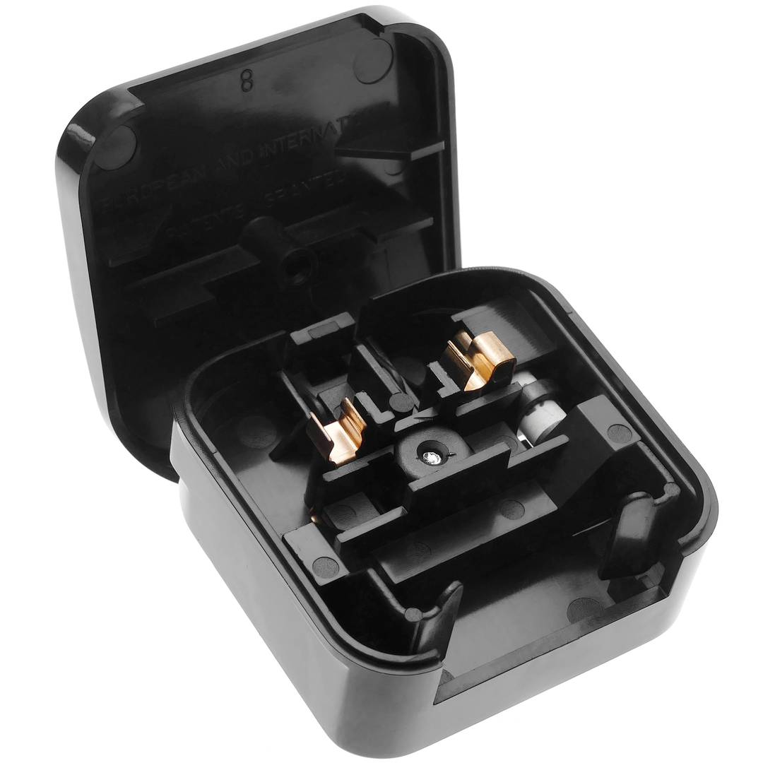 EU to UK Adapter plug with 2 pin female round C plug to BS1363 male plug  fixed - Cablematic