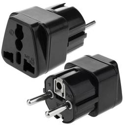 Adaptador endoll universal a norma UE Clavilla multienchufe femella a Schuko mascle F CEE 7/4 2-pack
