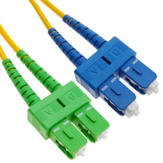 Cable de fibra óptica SC/PC a SC/APC monomodo duplex 9/125 de 3 m OS2