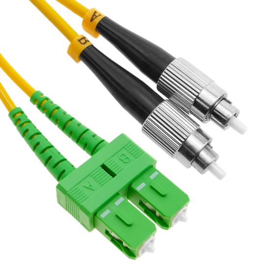 APC Câble Fibre Optique LWL 10 m OS2 Jaune LC/APC vers SC/APC mâle Câble... 