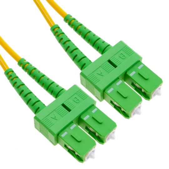 Cable de fibra òptica SC/APC a SC/APC monomode duplex 9/125 de 50 cm OS2