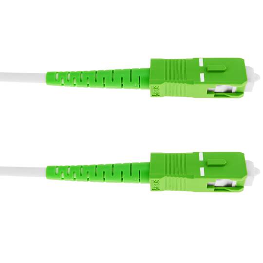 Cable de fibra òptica SC/APC a SC/APC monomode simplex 9/125 de 30 m OS2 blanc