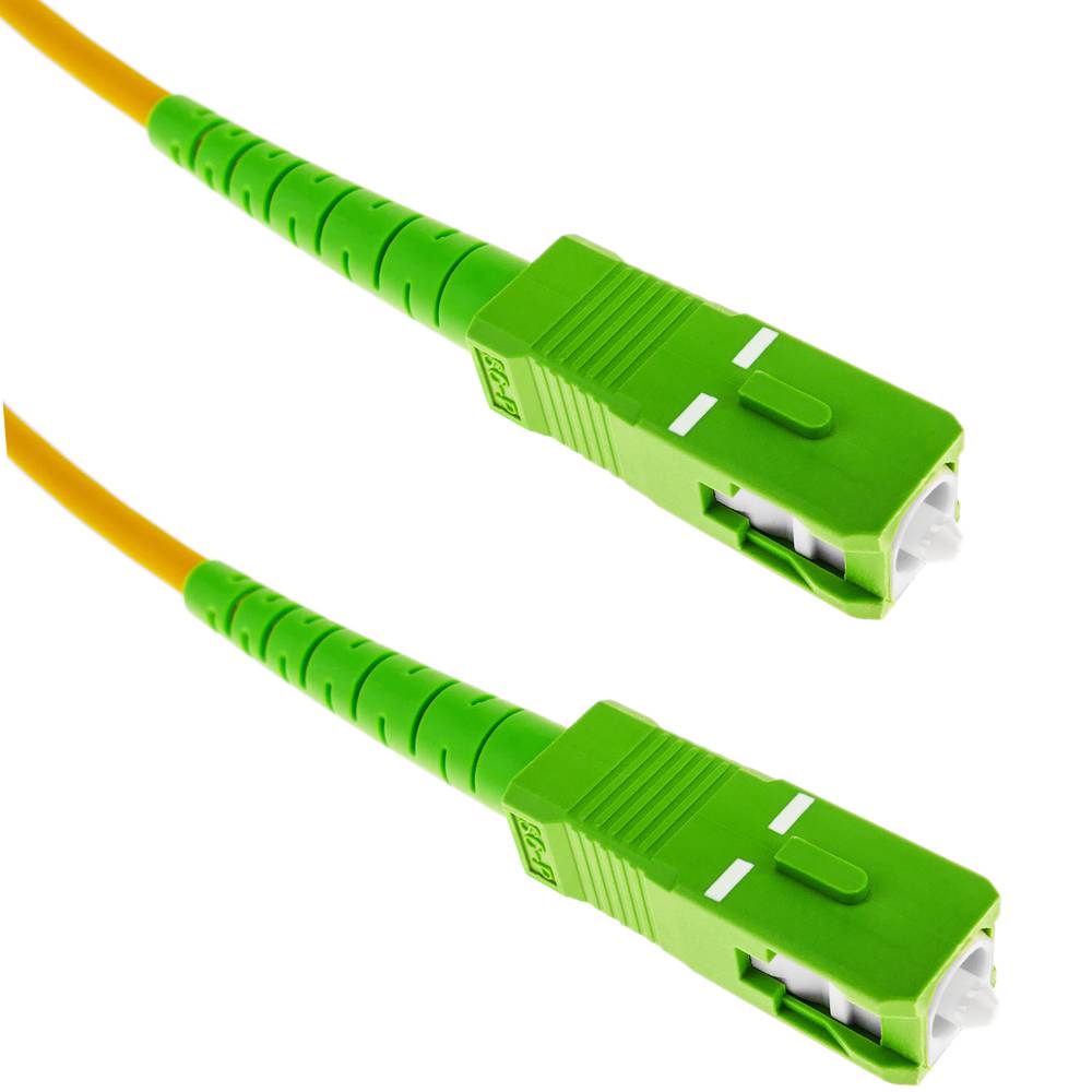 Cable de fibra óptica SC/APC a SC/APC monomodo SMF SX OS2 simplex 9/125 blindado amarillo de 1 m