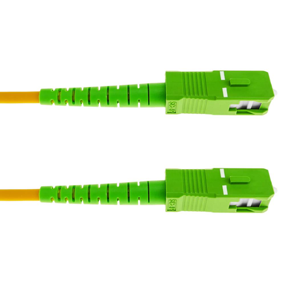 Cable de fibra óptica SC/APC a SC/APC monomodo SMF SX OS2 simplex 9/125 blindado amarillo de 1 m