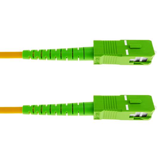 Cable de fibra óptica SC/APC a SC/APC monomodo SMF SX OS2 simplex 9/125 blindado amarillo de 1 m