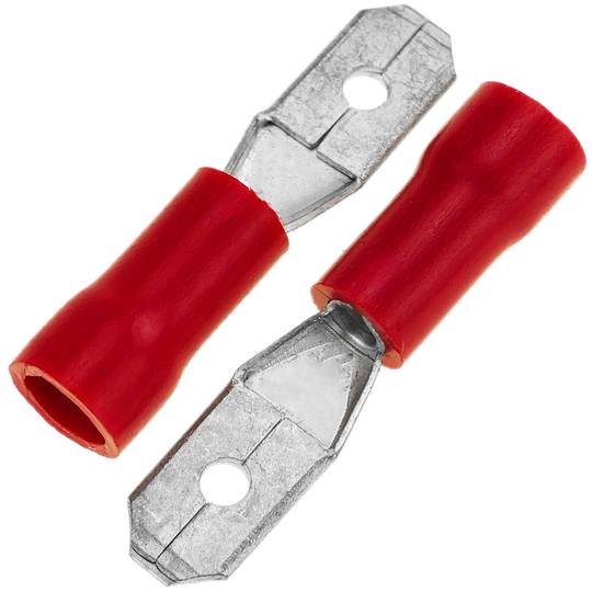 Terminal Faston Macho 6.3 mm rojo Pack de 100 uds - Cablematic