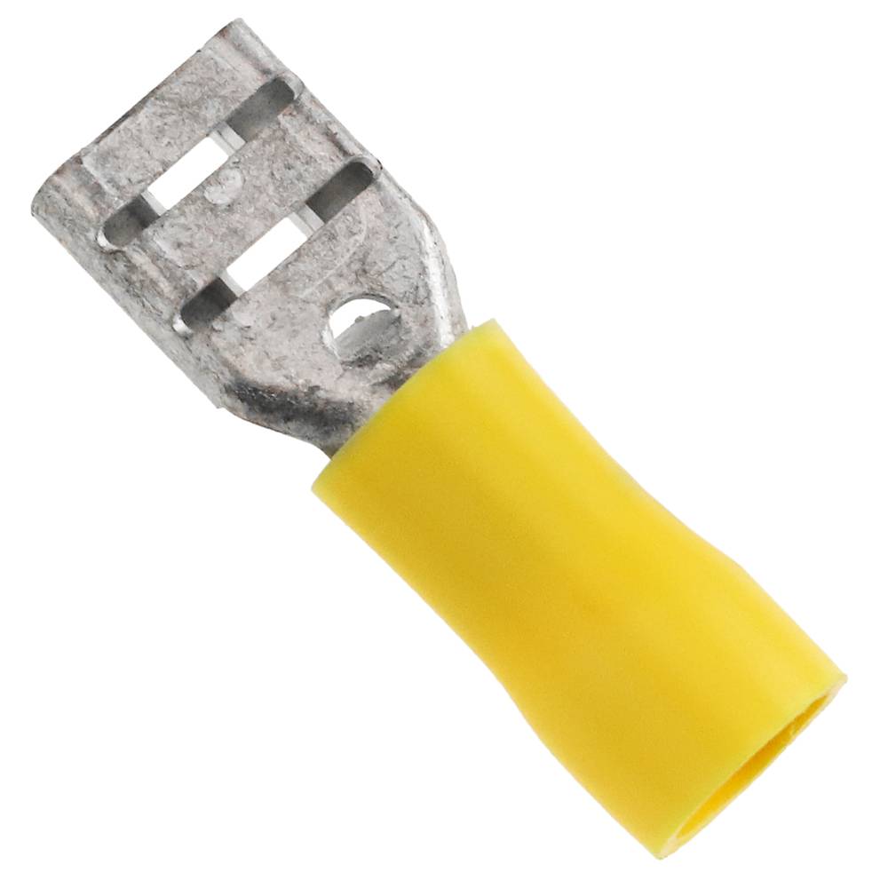 25 pack of yellow 6.3 insulated terminal push on connector female spade crimps