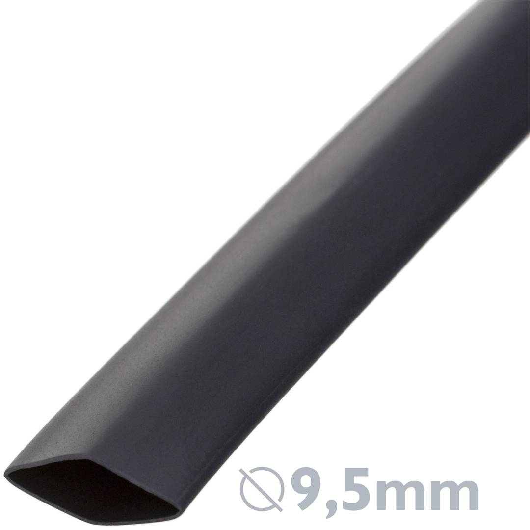 Scatola termorestringente nera, diametro 9,5 - 4,8 mm, bobina da 10 m