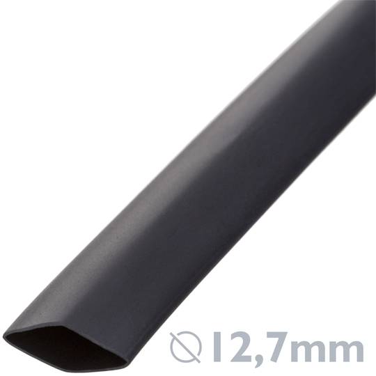 Caixa termoencolhível preta, diâmetro 12,7 - 6,4 mm, bobina de 10 m