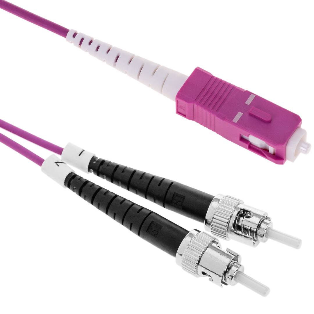 Wielomodowy kabel światłowodowy OM4 MMF simplex 50 µm / 125 µm ST-SC 2m