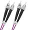 Cable de fibra òptica OM4 multimode MMF dúplex 50µm/125µm ST-ST de 1m