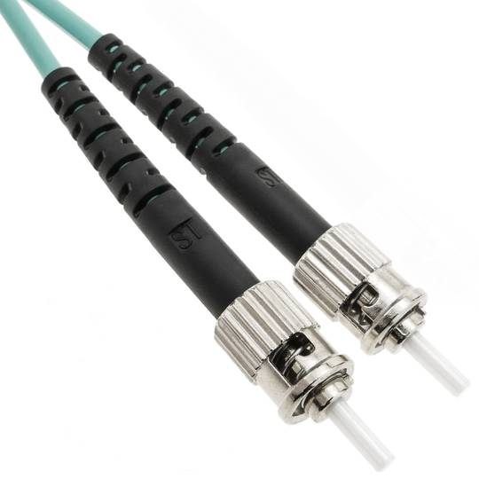 OM4 multimode fiber optic cable MMF duplex 50µm/125µm ST-ST 2m