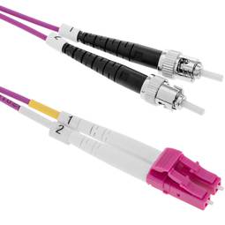 Cable de fibra óptica OM4 multimodo MMF duplex 50µm/125µm LC-ST de 1m