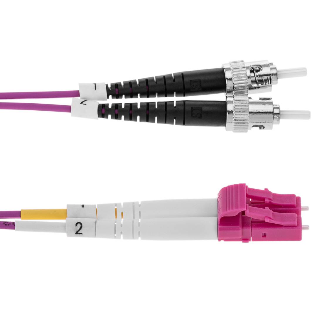 Cable de fibra òptica OM4 multimode MMF dúplex 50µm/125µm LC-ST de 2m
