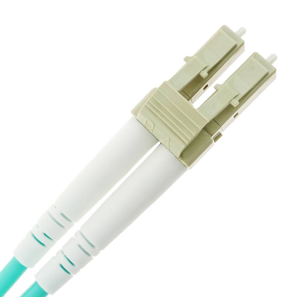 Cable de fibra òptica OM4 multimode MMF dúplex 50µm/125µm LC-ST de 15m