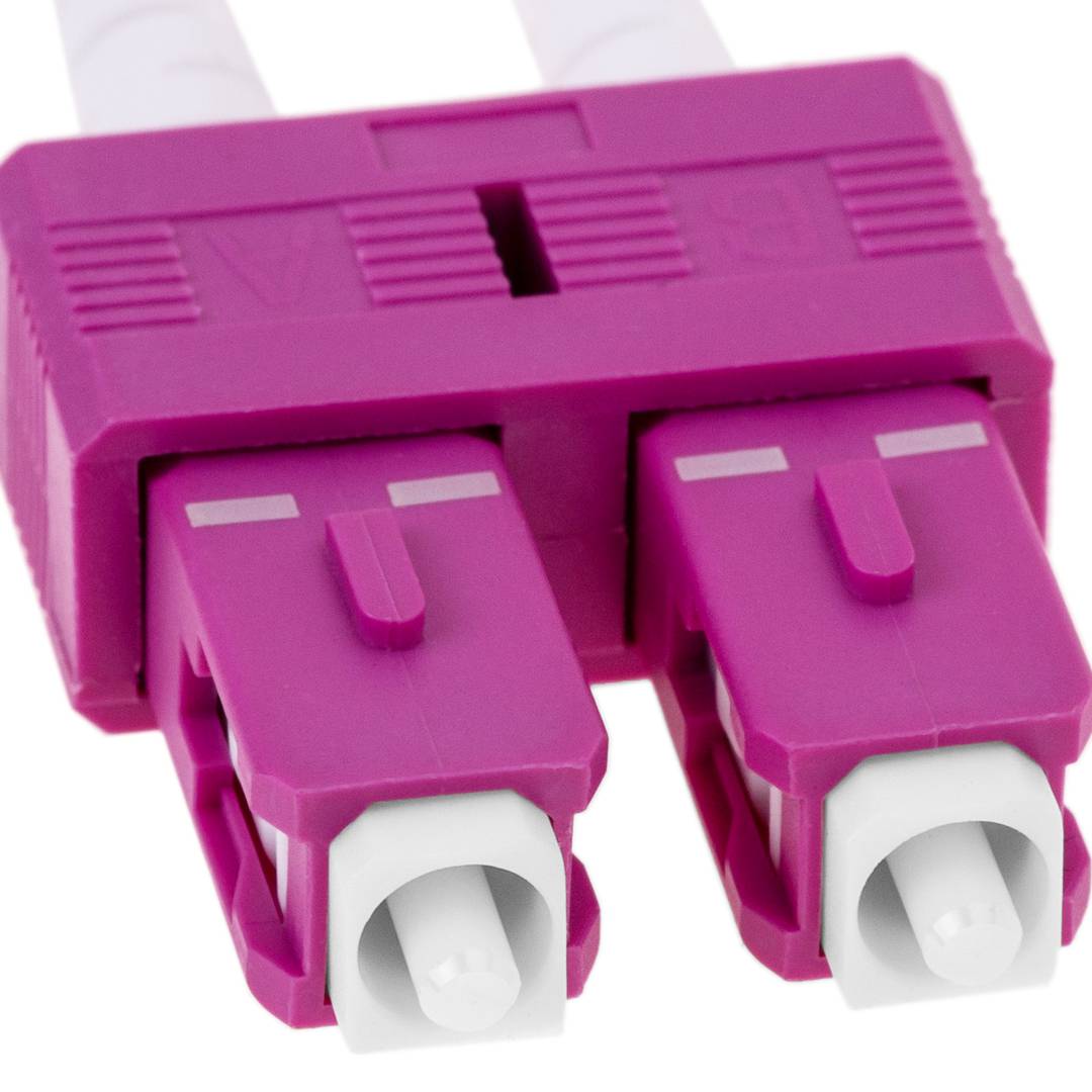 Câble fibre optique multimode OM4 MMF duplex 50µm/125µm LC/UPC-SC/UPC 50cm
