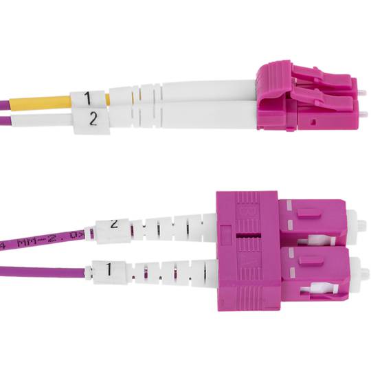 Câble fibre optique multimode OM4 MMF duplex 50µm/125µm LC/UPC-SC/UPC 50cm