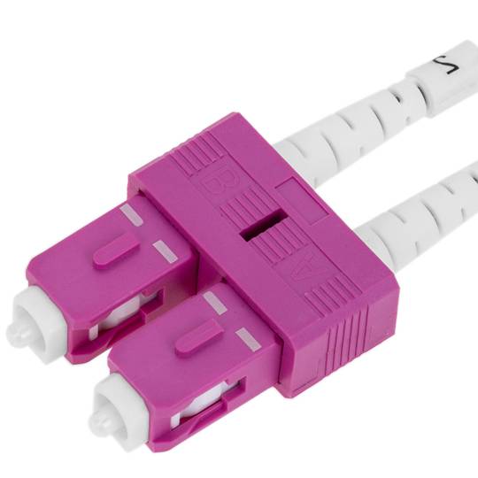 Câble fibre optique multimode OM4 MMF duplex 50µm/125µm LC/UPC-SC/UPC 50cm