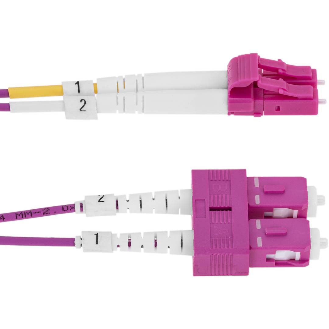 Multimode OM4 glasvezelkabel MMF duplex 50µm / 125µm LC/UPC-SC/UPC 1m