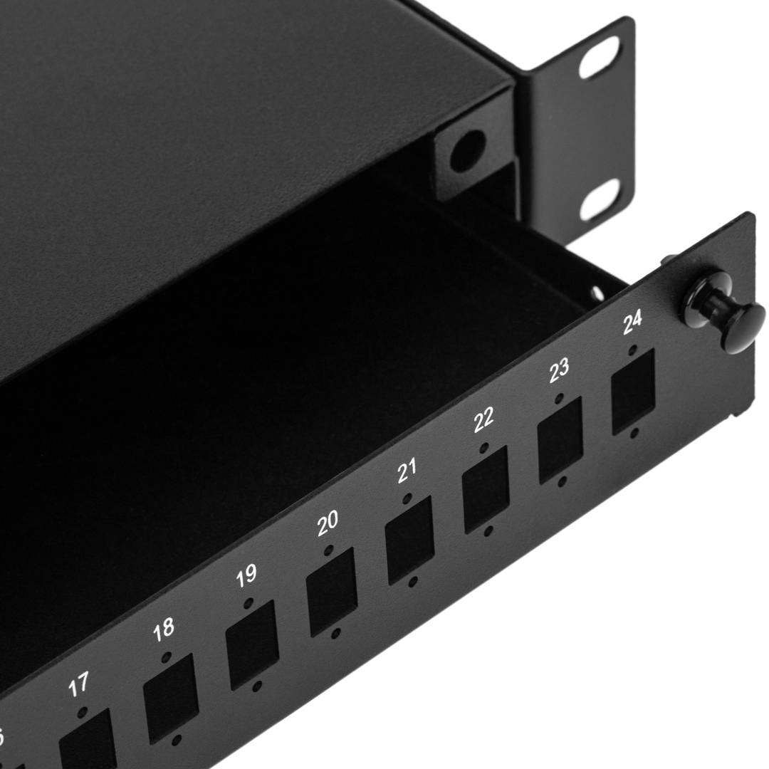Painel de remendo de fibra óptica 1U preto 24 SC